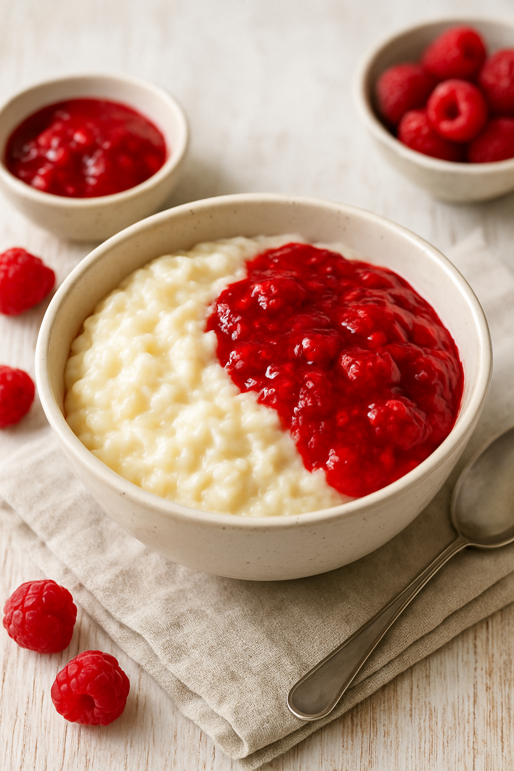 Milchreis mit Himbeersauce